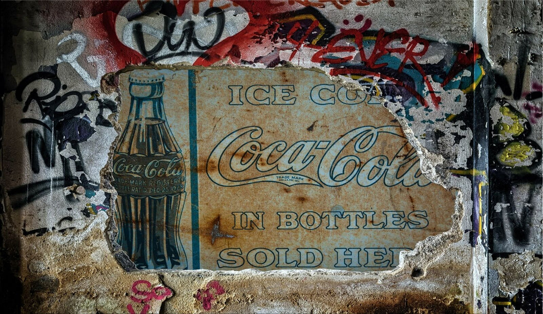 Wandbild  Coca Cola  Fototapete Poster XXL Alt Werbung Nostalgie Rost WA317