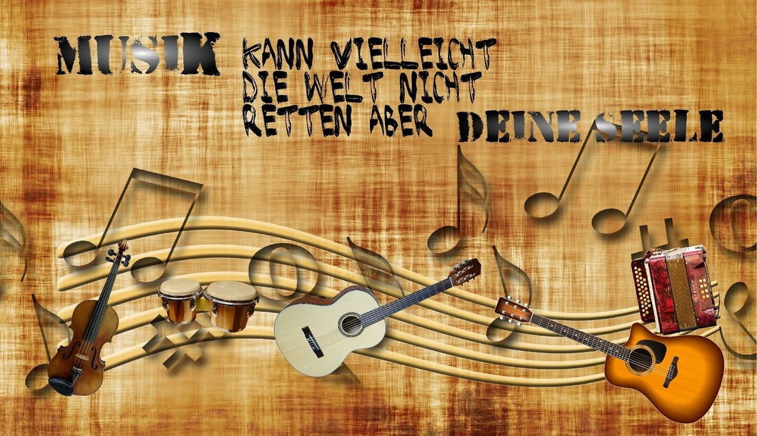 Wandbild Musik Fototapete Poster Gitarre Geige Instrumente Noten Seele WA3000LI