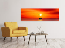 Lade das Bild in den Galerie-Viewer, Leinwandbild Panorama Ein Fischer im Sonnenuntergang
