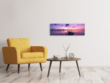 Lade das Bild in den Galerie-Viewer, Leinwandbild Panorama Beeindruckender Sonnenuntergang am Meer
