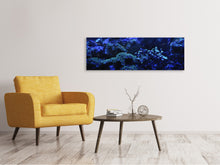 Lade das Bild in den Galerie-Viewer, Leinwandbild Panorama Korallenriff in blau
