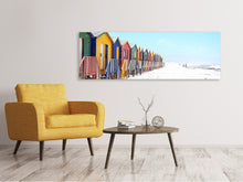 Lade das Bild in den Galerie-Viewer, Leinwandbild Panorama Bunte Strandhäuser
