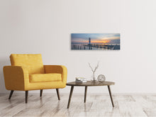 Lade das Bild in den Galerie-Viewer, Leinwandbild Panorama Leuchtturm im Sonnenuntergang
