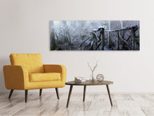 Lade das Bild in den Galerie-Viewer, Leinwandbild Panorama Alte Holzbrücke im Wald
