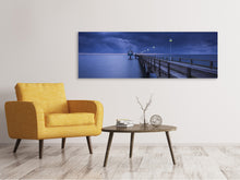 Lade das Bild in den Galerie-Viewer, Leinwandbild Panorama Seebrücke bei Nacht
