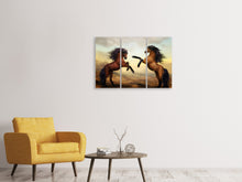 Lade das Bild in den Galerie-Viewer, Leinwandbild 3-teilig Zwei wilde Pferde
