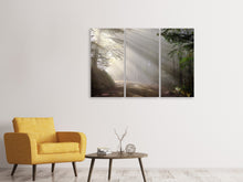 Lade das Bild in den Galerie-Viewer, Leinwandbild 3-teilig Mystisches Licht im Wald
