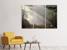 Lade das Bild in den Galerie-Viewer, Leinwandbild 3-teilig Mystisches Licht im Wald

