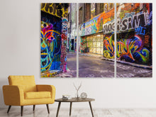 Lade das Bild in den Galerie-Viewer, Leinwandbild 3-teilig Häuser mit Graffiti
