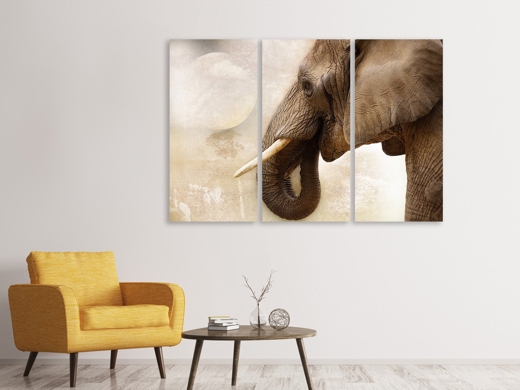 bestellen | – Jetzt Leinwandbild Elefant eines 3-teilig online Portrait livingcasa