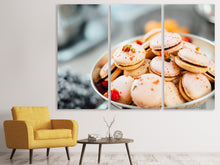 Lade das Bild in den Galerie-Viewer, Leinwandbild 3-teilig Eine Schale Macarons
