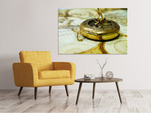 Lade das Bild in den Galerie-Viewer, Leinwandbild Goldener Kompass
