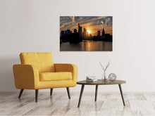 Lade das Bild in den Galerie-Viewer, Leinwandbild Sonnenuntergang an der Skyline
