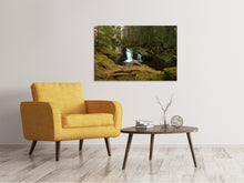 Lade das Bild in den Galerie-Viewer, Leinwandbild Kleiner Wasserfall im Wald
