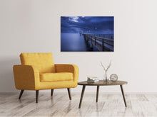 Lade das Bild in den Galerie-Viewer, Leinwandbild Seebrücke bei Nacht

