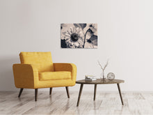 Lade das Bild in den Galerie-Viewer, Leinwandbild Bienen auf der Sonnenblume sw
