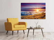 Lade das Bild in den Galerie-Viewer, Leinwandbild Majestätischer Sonnuntergang am Berggipfel

