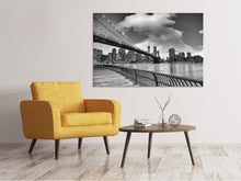 Lade das Bild in den Galerie-Viewer, Leinwandbild Skyline Schwarzweissfotografie Brooklyn Bridge NY
