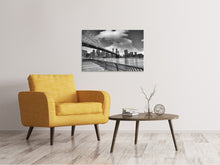 Lade das Bild in den Galerie-Viewer, Leinwandbild Skyline Schwarzweissfotografie Brooklyn Bridge NY
