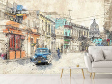 Lade das Bild in den Galerie-Viewer, Fototapete Gemälde Oldtimer Kuba
