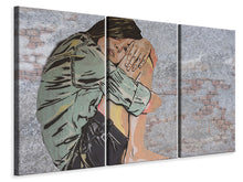 Lade das Bild in den Galerie-Viewer, Leinwandbild 3-teilig Das Mädchen an der Wand
