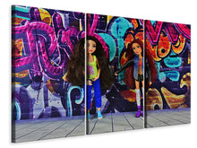 Lade das Bild in den Galerie-Viewer, Leinwandbild 3-teilig Graffiti Puppen
