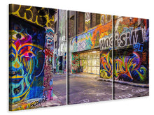 Lade das Bild in den Galerie-Viewer, Leinwandbild 3-teilig Häuser mit Graffiti
