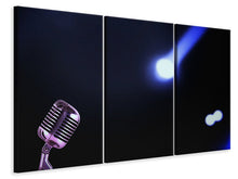 Lade das Bild in den Galerie-Viewer, Leinwandbild 3-teilig Mikrofon in Licht
