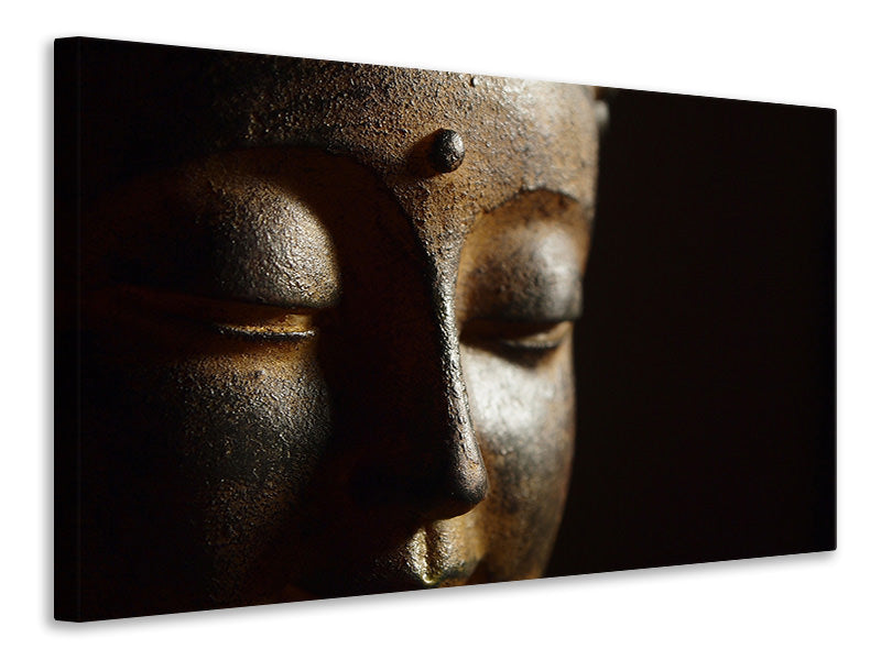 Leinwandbild Close up Buddha Kopf