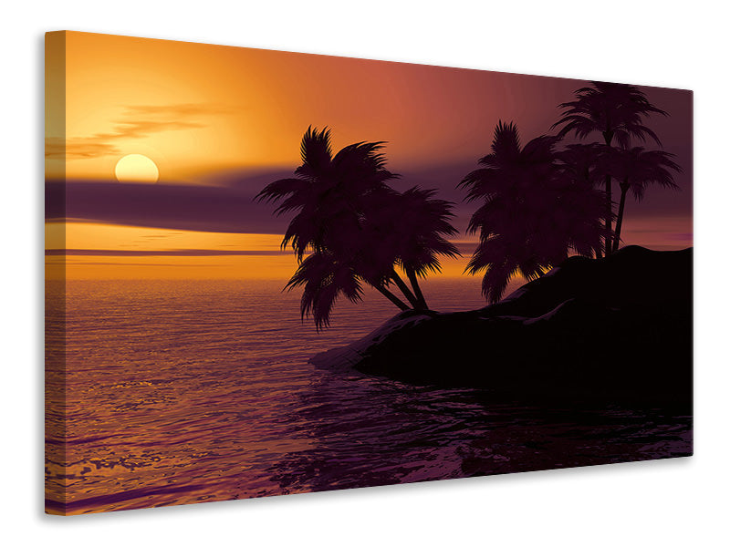Leinwandbild Die einsame Insel im Sonnenuntergang