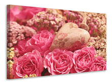 Lade das Bild in den Galerie-Viewer, Leinwandbild Romantische Rosen mit Herz
