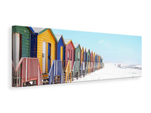 Lade das Bild in den Galerie-Viewer, Leinwandbild Panorama Bunte Strandhäuser
