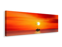 Lade das Bild in den Galerie-Viewer, Leinwandbild Panorama Ein Fischer im Sonnenuntergang

