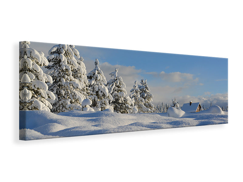 Leinwandbild Panorama Schöne Schnee Landschaft