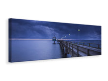 Lade das Bild in den Galerie-Viewer, Leinwandbild Panorama Seebrücke bei Nacht

