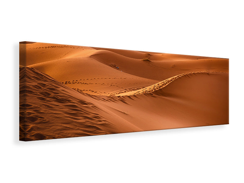 Leinwandbild Panorama Spuren in der Wüste